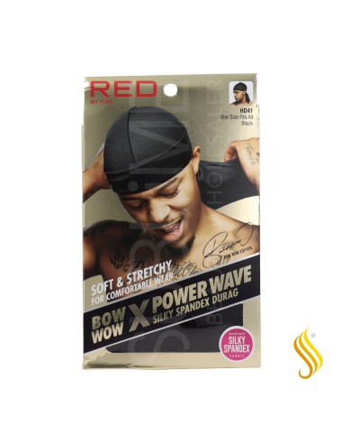 Red Kiss Power Wave Silky Spandex Durag Black Capa De Cabello